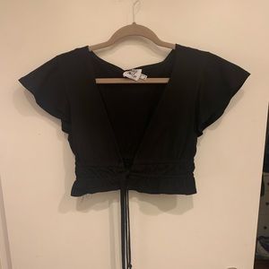 Black Tie Front Crop Top